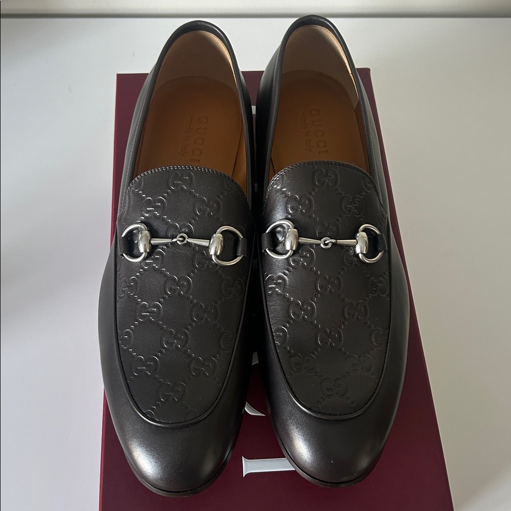 Gucci Men's Dark Brown Leather Loafers with Silver Horsebit Buckle